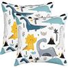 Loussiesd Federe dinosauro 45 x 45 cm bambini Dino federa ragazzi ragazzi ragazze Kawaii carino cartone animato animale cuscino decorativo decorazione Dino cuscini decorativi divano set di 2