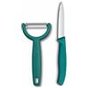 Victorinox Swiss Classic Coltello e pelaverdure, 2 pezzi, Lama extra-affilata, per frutta e verdura, Acciaio inossidabile, Verde
