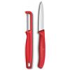 Victorinox Swiss Classic Set di coltelli per verdure con pelapatate, per verdura e frutta, 2 pezzi, Lama extra affilata, Rosso