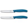 Victorinox Swiss Classic set 2 coltelli da tavola seghettati, coltelli da pane, 11 cm, acciaio inox, lavabile in lavastoviglie, Swiss Made, Blu