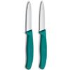 Victorinox Swiss Classic Coltello per verdure e spelucchini, per frutta e verdura, Extra affilato, dritto e seghettato, Acciaio inox, Verde