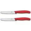 Victorinox Swiss Classic, Coltello da colazione, Coltello da pane, Lama affilata, seghettata, 11 cm, Manico in plastica, Acciaio inossidabile, Set da 2 Pezzi, Rosso