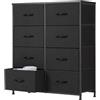 Sweetcrispy Cassettiera, credenza soggiorno per camera da letto con 8 cassetti in tessuto, con piedini regolabili, colore nero