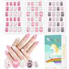Allstarry 72 Pezzi Unghie Finte Bambina, 3 Scatola Unghie Finte Adesive Kit Unghie Bambina Unghie Corte Full Coverda Unghie Adesive per Bambine Regali di Natale Feste Pigiama Party - Pink Series