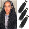 CAZSYSDD Deep Wave Bulk Hair for Braiding 18 inch No Weft Deep Wave Bundles Curly Braiding Hair Extensions for Boho Braids and Wavy Braiding 2 Braids Per Pack (1B, 18inch (3pack))