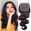 Huarisi 4x4 Human Hair Closure 12 inch Remy Body Wave Brazilian Virgin Hair Transparent Lace Closures with Baby Hair Free Part Sew in Natural Hairline for Black Women