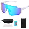 XFSRG Occhiali da Ciclismo per Uomo Donna Occhiali da Ciclismo Bici MTB Occhiali da Sole Sportivi Anti-UV400 con Accessori per Occhiali da Sole per Sport Guida Pesca Golf Baseball Corsa（Blu）