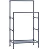 SONGMICS Stand Appendiabiti, Appendiabiti da Terra in Metallo con 2 Barre, Ripiano Portaoggetti, Max Portata 55 kg, Montaggio Facile, Grigio RDR001G02
