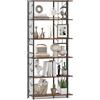 COSTWAY Libreria a 6 Ripiani, Libreria Geometrica Moderna con Telaio in Metallo, Scaffale da Terra con 2 Kit Antiribaltamento per Soggiorno Camera da Letto Studio, 80x31x180 cm (Marrone)