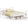 VASAGLE Struttura Letto Singolo, Letto a Doghe in Metallo per Materassi di 200 x 160 cm, per Stanza di Ospiti, Montaggio Facile, per Spazi Piccoli, Bianco RMB065W01