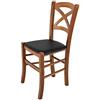 t m c s Tommychairs - Sedia modello Cross per cucina bar e sala da pranzo, robusta struttura in legno di faggio color noce chiaro e seduta rivestita in pelle artificiale colore nero
