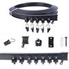 FOGAWA 3m Binario per Tende da Soffitto con 24 Clips in Ferro, Flessibile,Curvo, Binario a Soffitto PVC, Sistemi di Scorrevole Binario Tende da Doccia, Divisori per Ambienti, per Camper e Barche, Nero