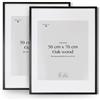 Framelane Set di 2 cornice nera 50 x 70 in rovere massiccio certificato FSC con passepartout bianco e vetro acrilico resistente a graffi e rotture, cornice poster 50 x 70 verticale o orizzontale