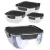OrionMart 3 contenitori per alimenti con coperchi ermetici e riutilizzabili, in plastica Tupperware, senza BPA, 100% a prova di perdite, adatti al microonde e al microonde (grigio)