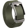 JUKMO Cintura a cricchetto per uomo, cintura tattica in nylon con fibbia automatica a scorrimento, taglio regolabile per adattarsi (Verde, Per Vita 40-52 (Lunghezza 59))