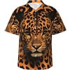 ZHONGSK Camicia hawaiana da uomo con bottoni, camicia da spiaggia a maniche corte, camicia estiva casual, stampa leopardata, stampa elegante, vestibilità ampia, Nero , M
