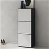 doporro Scarpiera Ingresso Slim Salvaspazio, Mobile Porta Scarpe Verticale con 3 Ante e 6 Ripiani, in Legno Antracite Opaco e Bianco Opaco, 45x36x120 cm, per Corridoio o Camera da Letto