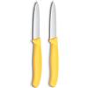 Victorinox Swiss Classic Coltello per verdure e spelucchini, per frutta e verdura, Extra affilato, dritto e seghettato, Acciaio inox, Giallo