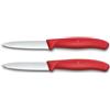 Victorinox Swiss Classic set 2 coltelli: coltello da pomodoro e spelucchino per verdure, lama molto affilata, acciaio inox, Swiss Made, Rosso