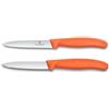 Victorinox Swiss Classic set 2 coltelli: coltello da pomodoro e spelucchino per verdure, lama molto affilata, acciaio inox, Swiss Made, Arancione