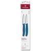 Victorinox Swiss Classic, Set di coltelli per pelare e verdure, 2 pezzi, Lama extra-affilata, Bordo dritto per tagli precisi, 8 cm, Acciaio inossidabile, Blu