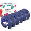 hehua 6x Hehua Nastro Compatibile con Dymo Letratag 91221 S0721660 91201 Plastica 12mm x 4m Nero su Bianco, Ricambio per Dymo letratag xr lt-100h LT110T LT-100T QX50 XR XM 2000 Plus