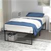 VOUNOT® Struttura Letto Singolo 90x190 cm, Telaio Letto Resistente con Spazio di Archiviazione Sottostante, Letto in Metallo con Rete Facile Montare, Silenziosa e Antiscivolo Altezza 36 cm, Nero