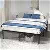 VOUNOT® Struttura Letto Matrimoniale 180x200 cm, Telaio Letto Resistente con Spazio di Archiviazione Sottostante, Letto in Metallo con Rete Facile Montare, Silenziosa e Antiscivolo Altezza 36 cm, Nero