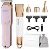 BLIBEE Rasoio per capelli e bikini da donna, impermeabile, elettrico e set 4 in 1, rasoio per bikini di lusso, rasoio per il corpo bagnato/asciutto, per naso, sopracciglia, barba, peli pubici, malva