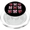 Womens Pink Coquette Bow Oni Yokai Gifts Oni Yokai - Maschera da diavolo con fiocco rosa PopSockets PopGrip per MagSafe