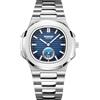 RORIOS Orologio Semplice da Uomo Casual Quarzo Impermeabile con Calendario, Luminosi Analogico, Cinturino in Acciaio Inossidabile Bianco Blu