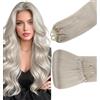 Hetto extension Microring Capelli Veri Biondo Cenere 40cm 50Ciocche | 100% Remy umani, Micro anello senza colla né calore. Invisibile e riutilizzabile. Per matrimonio e uso quotidiano