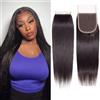 Huarisi 14 Inch Straight Closure Brazilian Virgin Human Hair 4x4 Free Part with Baby Hair Soft Transparent Lace Sew in Natural Hairline for Women
