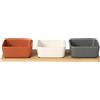 GUSTO CASA - Antipastiera con 3 Ciotole in Ceramica e Base in Bamboo Linea Terranostra 28,5x9,5 cm