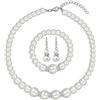 Yifnny Set di gioielli di perle per le donne,collana di perle finte e orecchini Bracciale Set di collana di perle a strati 1920s Gioielli Set di gioielli sposa Regali per le Mamma (Stile11)
