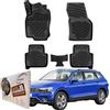 Trimak Passgenau 3D Fussmatten Auto Kompatibel mit Volkswagen Tiguan 2 Gen ab 2015 Auto Zubehör 1. Und 2. Reihe Gummimatten Autos TPE Allwetter Geruchlos Rutschfest Vorne und Hinten Schwarz