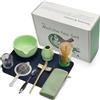 Mycketop Set da 10 pezzi con ciotola in ceramica, chase di bambù, colino matcha, cucchiaino, asciugamano da tè, ecc. Set completo per cerimonia del tè giapponese, regalo per gli amanti del matcha