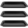 TAICHEUT Confezione da 3 teglie da forno in acciaio al carbonio, 33 x 23 x 2 cm, colore nero, antiaderenti, rettangolari, per cuocere barbecue, carne, verdure, pane, torte