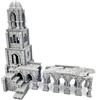 Q P Quality Printing 3D Costruzione pilastri della torre battaglia,terreno rovinato parete scenario per miniature tavolo e RPG da 28-32mm,puntelli wargame DnD,verniciabile,Argento Metallizzato