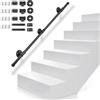 Gorssen Passamano per Scale Interne, 200cm Acciaio Inox Corrimano per Scale Tubo Ferro Zincato Antiscivolo Nero Ringhiera per Maniglione Staffe Corrimano per Anziani Bambini disabili Giardino