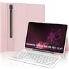 SENGBIRCH Cover con Tastiera per Samsung Galaxy Tab S10Plus 12.4/S9FE+ 12.4/S9Plus 12.4, Custodia Tastiera Bluetooth Layout Italiano Staccabile Magnetica per Samsung Tablet S10Plus 2024, Rosa