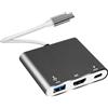 GOMETY Adattatore da USB C a Dual HDMI, 3 in 1 USB tipo C a HDMI con 4K 3.0,100 W PD, multifunzione per laptop, MacBook Pro Air, Samsung Dell XPS iPad Pro