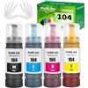 FANSHENG 104 Inchiostro compatibile con epson 104 le cartucce 104 per ET-1810 ET-2870 ET-2720 ET-2715 ET-2721 ET-2712 ET-2810 ET-2820 ET-2821 ET-2825 ET-2826 ET-4700 ET-4800 (4 Pack BK/C/M/Y)