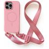 2NSPDRGNI Magnetica Cover con Collana Compatibile con iPhone 16 Pro Max,Case con Laccio per Il Collo Custodia con Cordino,Pink