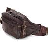 BOGACI Marsupio In vera pelle cuoio da uomo donna con cinta regolabile borsa a tracolla borsello casual moderno vintage elegante monospalla con 6 tasche in offerta (T. Moro)