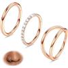 BodyBonita 3 Pezzi Piercing Naso Cerchio - Acciaio Chirurgico 316L 16G CZ Nostril Piercing Septum Daith Trago Helix Orecchino Cartilagine Elice Setto Rook Conch Piercing Naso Anello Oro Rosa 9mm