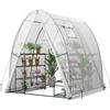 HOMASIS Serra Tunnel con Porta a Rullo e 2 Finestre, Serra da Giardino in PE e Telaio in Metallo, Serra da Balcone per Pomodori, 181 x 181 x 200 cm (Bianco)