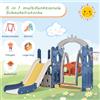 Comanlai Scivolo per bambini, scivolo per bambini 5 in 1 con supporto da basket, scala da arrampicata, scivolo oscillante per interni ed esterni - Blu