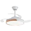 Ventilatore da soffitto NARVI, sistema VOICE FUNCTION integrato, colore Legno di faggio abbinato al bianco, con 3 pale retrattili trasparenti, motore CC da 30 W, luce LED dimmerabile in intensità. Con -