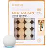 GuirLED - Ghirlanda luminosa con sfere in cotone LED USB, controllo vocale - Amazon Alexa & Google Assistant - Programmabile all'infinito - Adattatore CA 2xUSB incluso - 24 Sfere da 2,4m - Cotone